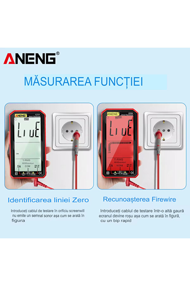 Digital Multimeter 620A True RMS, Display, Frequency Test, NCV, 4.77 inch Screen, Temp Sensors - 8
