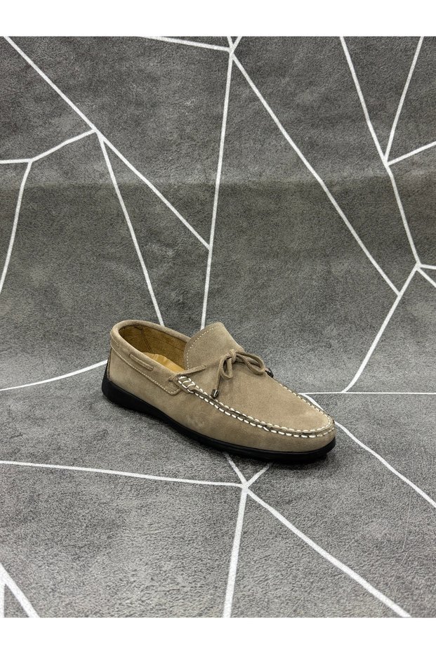 Beige Genuine Suede Leather Loafers