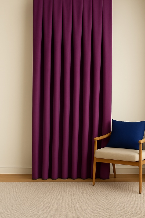 Barcelona Velvet Textured Background Curtain Cherry Rotten (No Pleats)