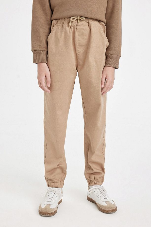 Erkek Çocuk Beli Bağcıklı Lastikli Paça Cepli Basic Düz Jogger Gabardin Pantolon A9395a824wn - 4