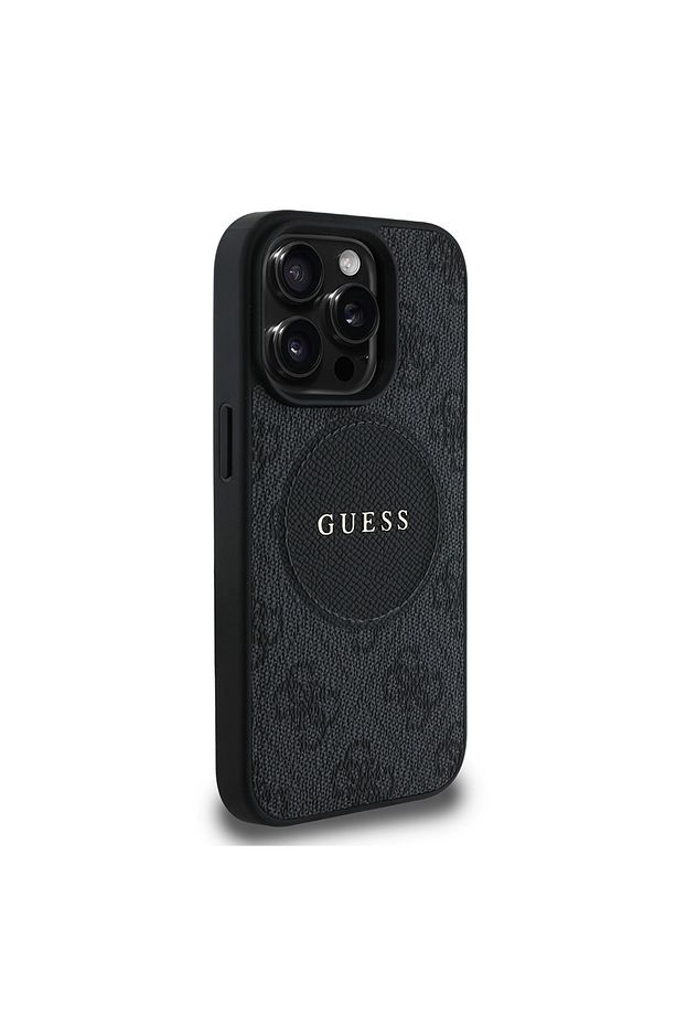 iPhone 15 Pro Max Kılıf Guess Lisanslı Magsafe Şarj Özellikli Yazı Logolu Circle Classic Kapak Siyah - 3