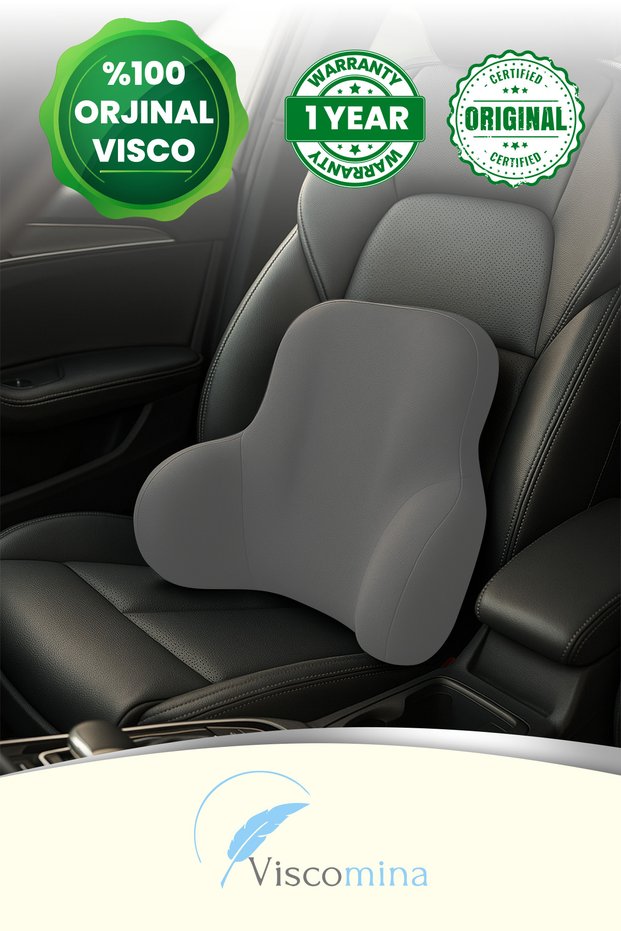 Visco Car Lumbar Support Orthopedic Visco Vehicle Lumbar Cushion Visco Lumbar Support Cushion Gray Color