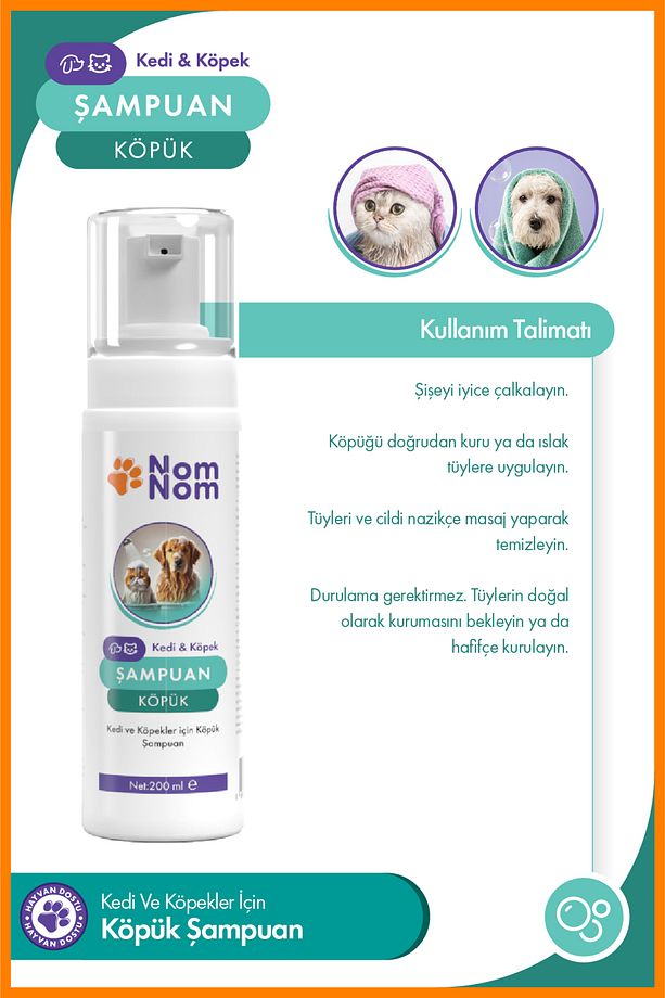 Kedi Ve Köpek Köpük Şampuan 200 ml – Durulama Gerekmez-derinlemesine Temizlik Ve Hassas Bakım - 3