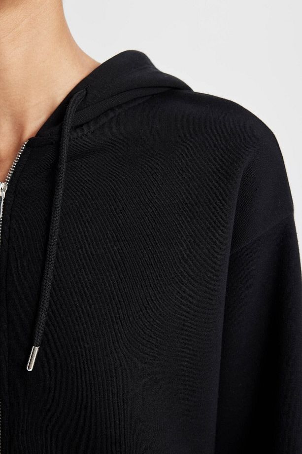 Relax Fit Kapüşonlu Cepli Basic Düz Fermuarlı Sweatshirt C1809ax24wn - 5