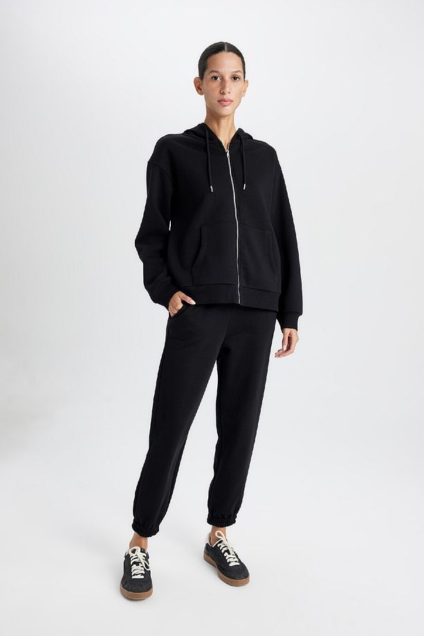 Relax Fit Kapüşonlu Cepli Basic Düz Fermuarlı Sweatshirt C1809ax24wn - 2