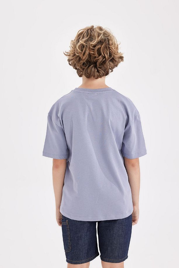 Erkek Çocuk Oversize Geniş Kalıp Bisiklet Yaka Baskılı Kısa Kollu Tişört C6279a824hs - 6
