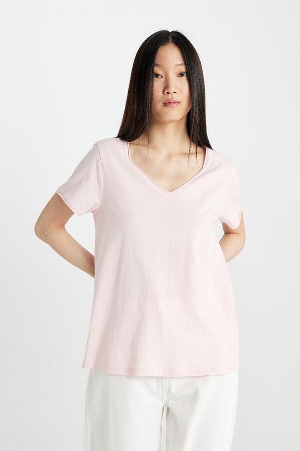 Regular Fit V Yaka Basic Düz Kısa Kollu Tişört K1507az24sm - 3