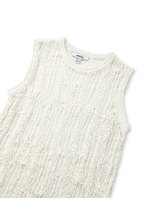 Ajurlu kolsuz triko - 4