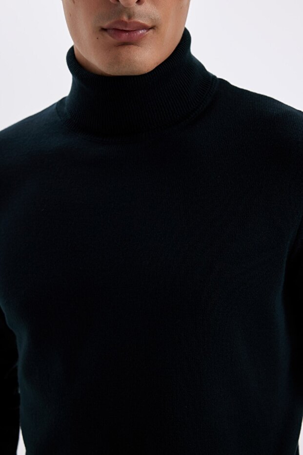 Slim Fit Slim Fit Rollkragenpullover Basic Plain Strickpullover R1124az - 5