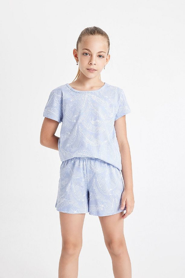 Kız Çocuk Pijama Takımı Desenli Kısa Kollu Üst Şort C8502a824sm - 3