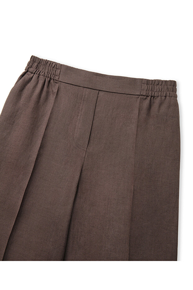 Elastik bel keten pantolon - 4