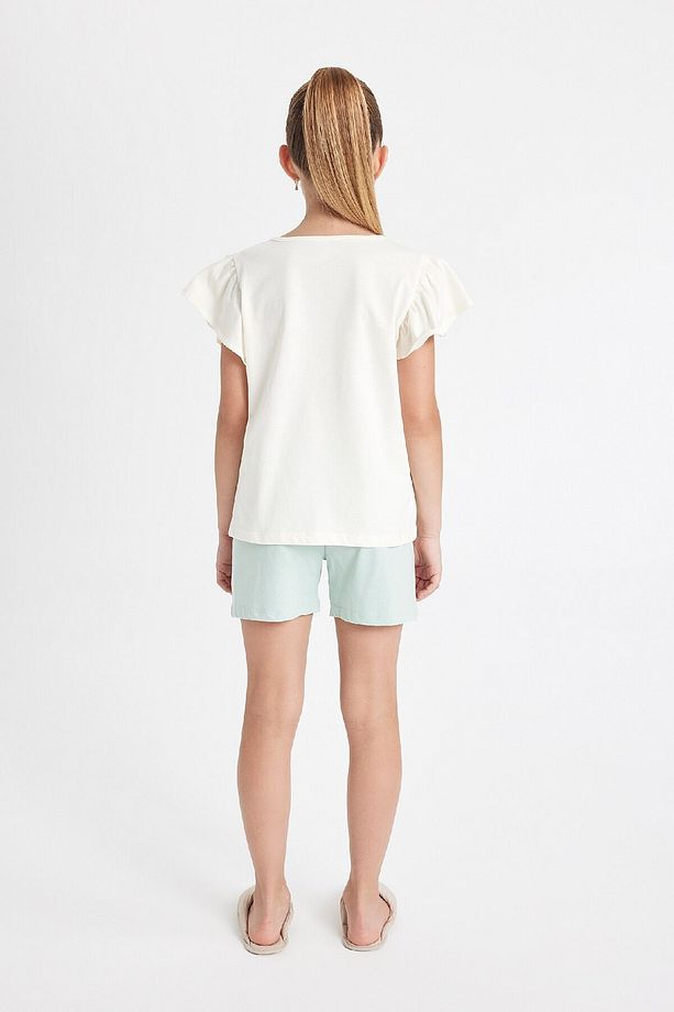 Kız Çocuk Pijama Takımı Bisiklet Yaka Baskılı Kısa Kollu Üst Şort C8497a824sm - 5