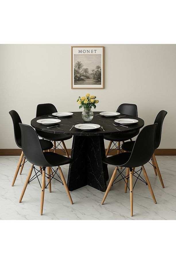Barberon yuvarlak modern dekoratif yemek masası mutfak masası - 1