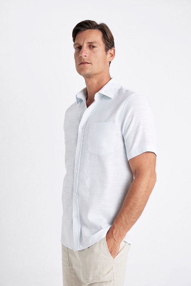Regular Fit Yazlık Dokulu Kısa Kollu Gömlek C9435ax24sm - 3
