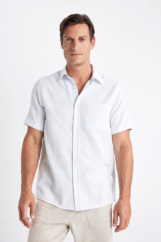 Regular Fit Yazlık Dokulu Kısa Kollu Gömlek C9435ax24sm - 1