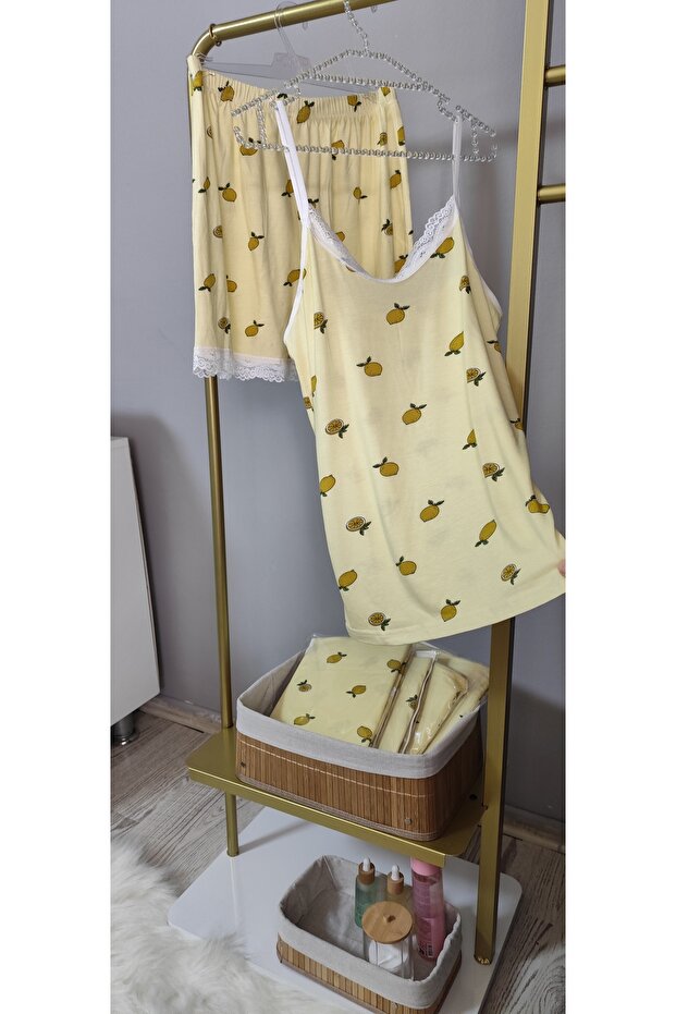 Viscose Shorts Set Lemon Patterned - 2