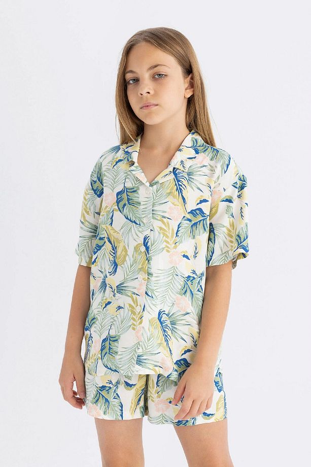 Kız Çocuk Pijama Takımı Standart Fit Desenli Kısa Kollu Üst Şort C8495a824sm - 3