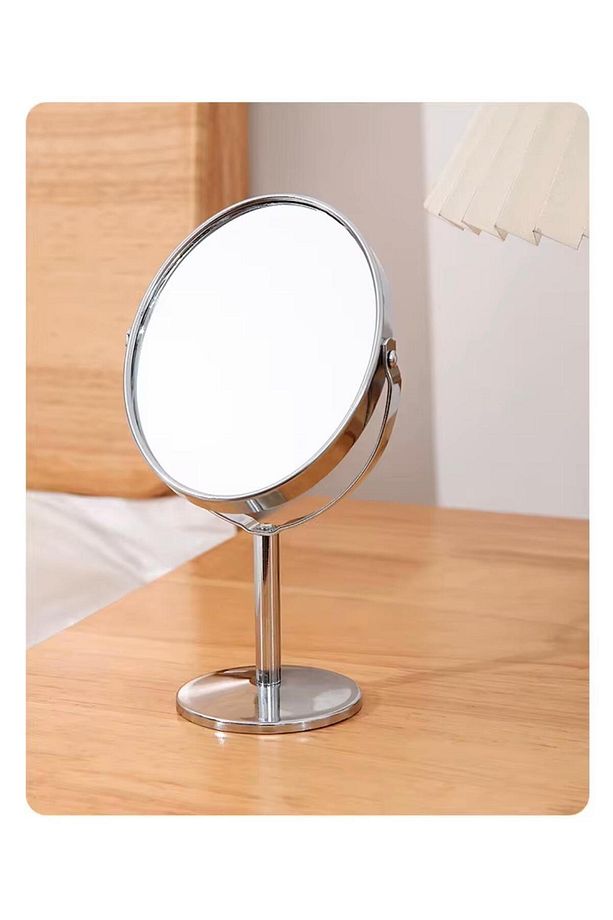 Oval Masaüstü Ayaklı 360° Dönebilen çift taraflı büyüteçli krom ayna 18X10cm - 4