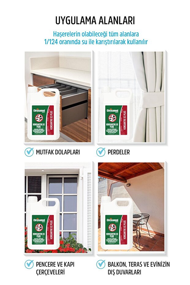 Konsantre EC Plus 5 lt Örümcek Bit Pire Kene Akrep Böcek İlacı - 5