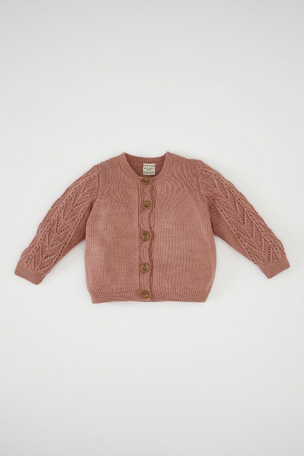 Kız Bebek Basic Düz Triko Bisiklet Yaka Düğmeli Hırka C7905a524au - 1