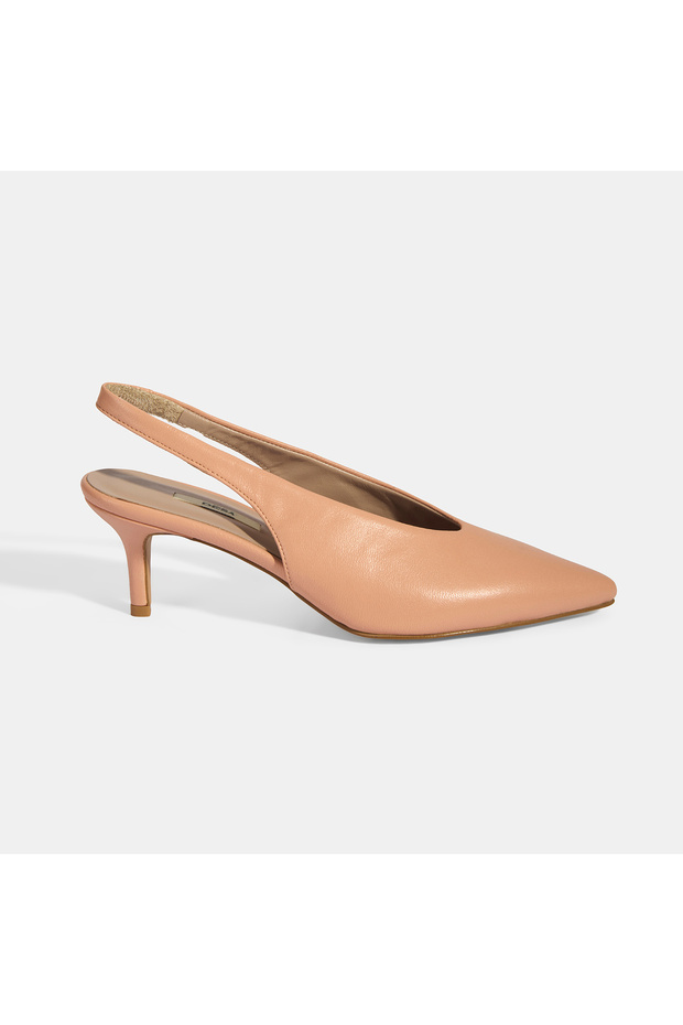 Women's Powder Slingback Leather Heeled Shoes