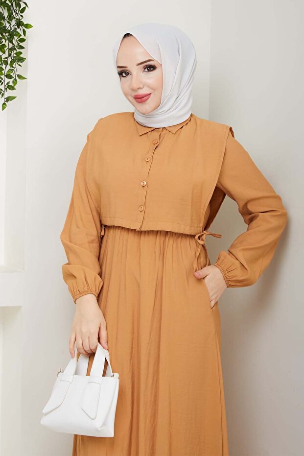 Rochie vestă - Camel 4735 - 2