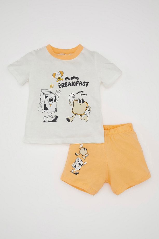 Erkek Bebek Pijama Takımı Penye Baskılı Kısa Kollu Üst Şort C5195a524hs - 1