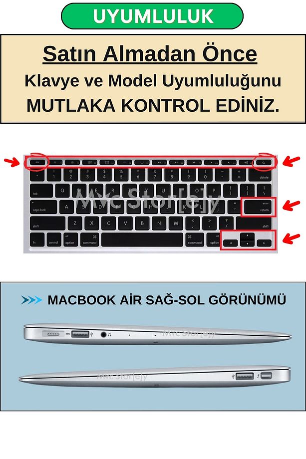 Arapça Klavye Macbook Air Kılıf 11inç A1370 A1465 (US-ABD DÜZEN) Ile Uyumlu - 3