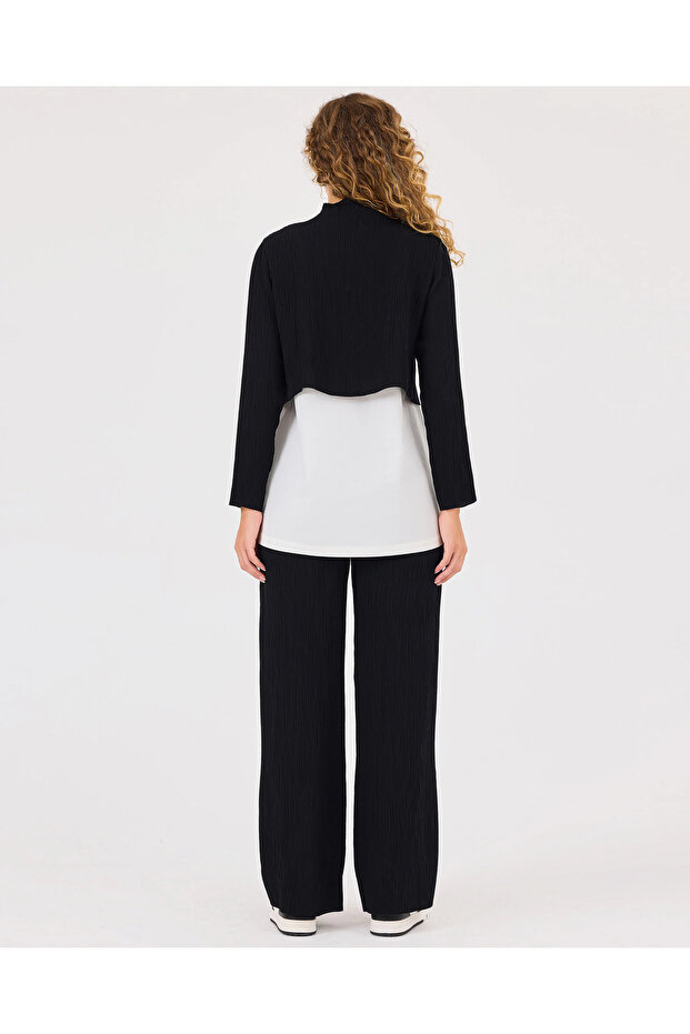 İç Gömlekli Dik Yaka Bluz - 5