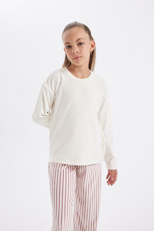 Kız Çocuk Pijama Takımı Polar Uzun Kollu Üst Uzun Alt D1068a824wn - 4