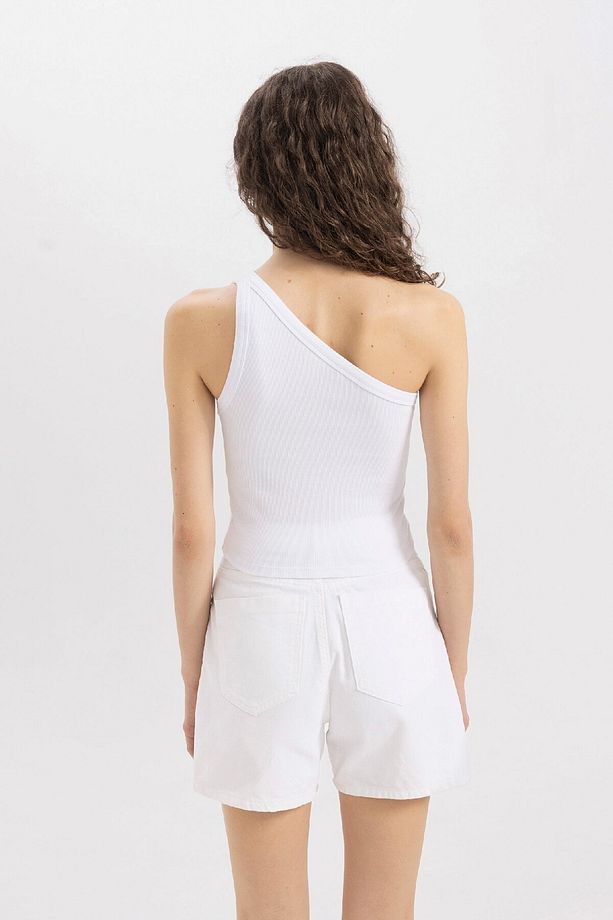 Slim Fit Dar Kesim Tek Omuzlu Fitilli Kaşkorse Atlet C9716ax24sm - 5