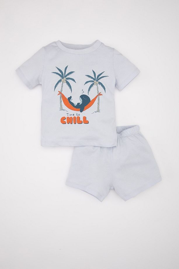 Erkek Bebek Pijama Takımı Penye Baskılı Kısa Kollu Üst Şort C5194a524hs - 1