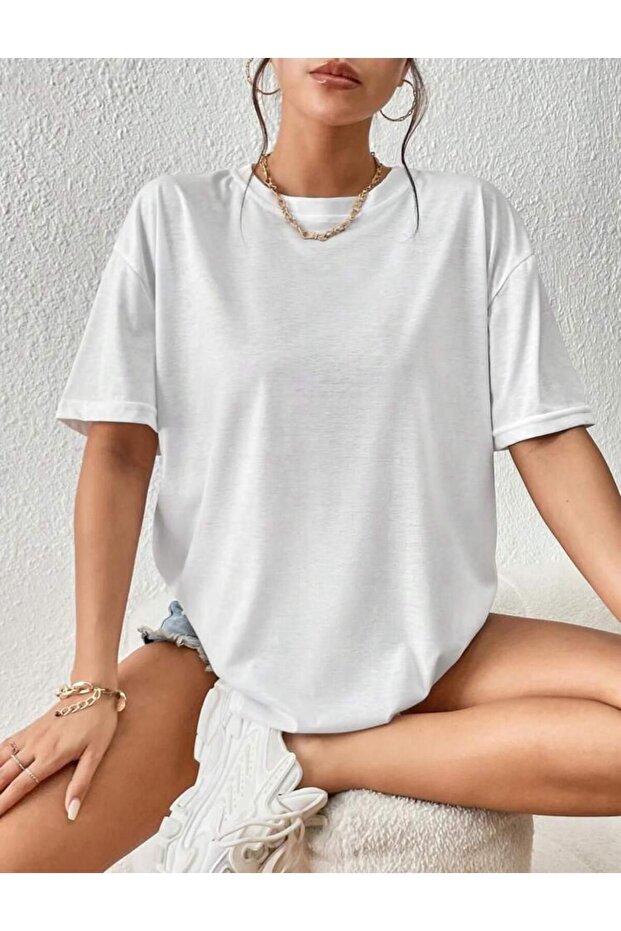 White Plain Oversized T-Shirt Summer 100% Cotton