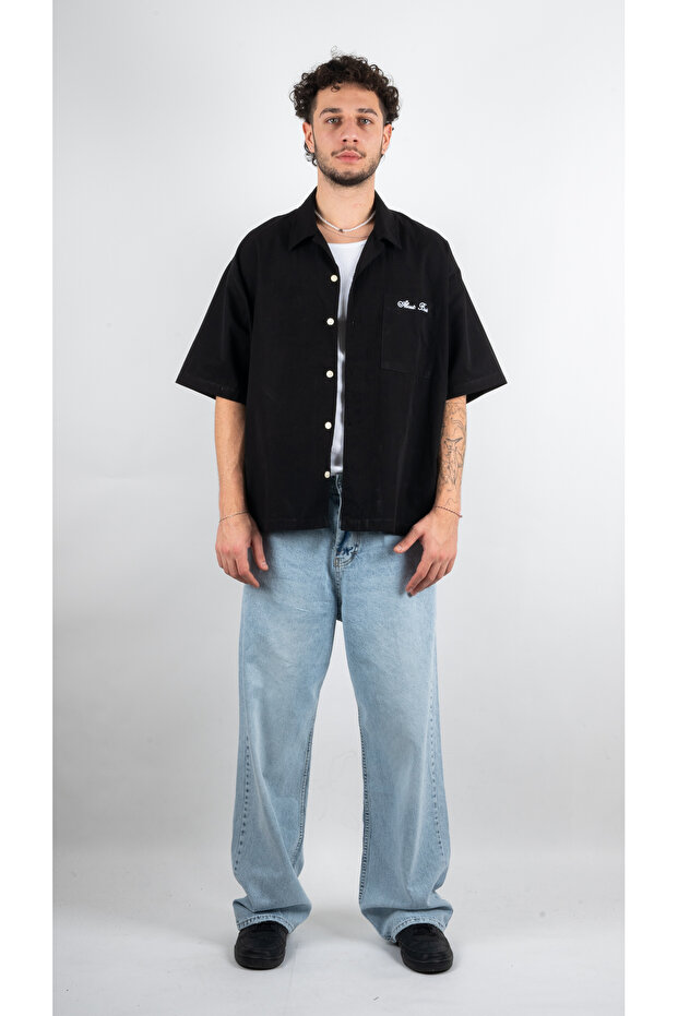 ABOUT BASİC Siyah Oversize Gömlek - 1