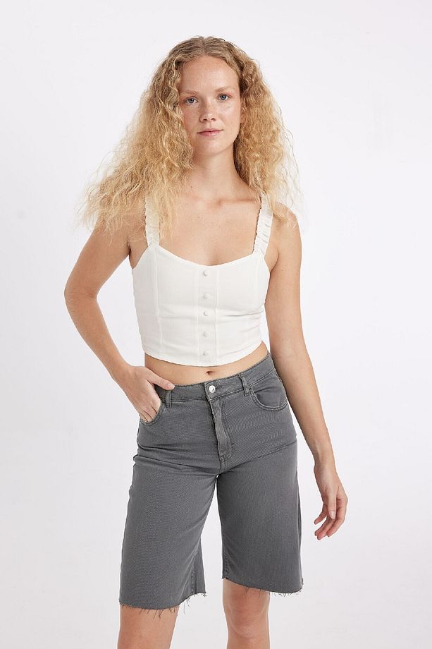 Normal Bel Kısa Paça Gabardin Bermuda Şort D0965ax24sm - 4