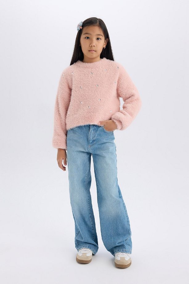Kız Çocuk Crop Bisiklet Yaka Kazak D1359a824wn - 4