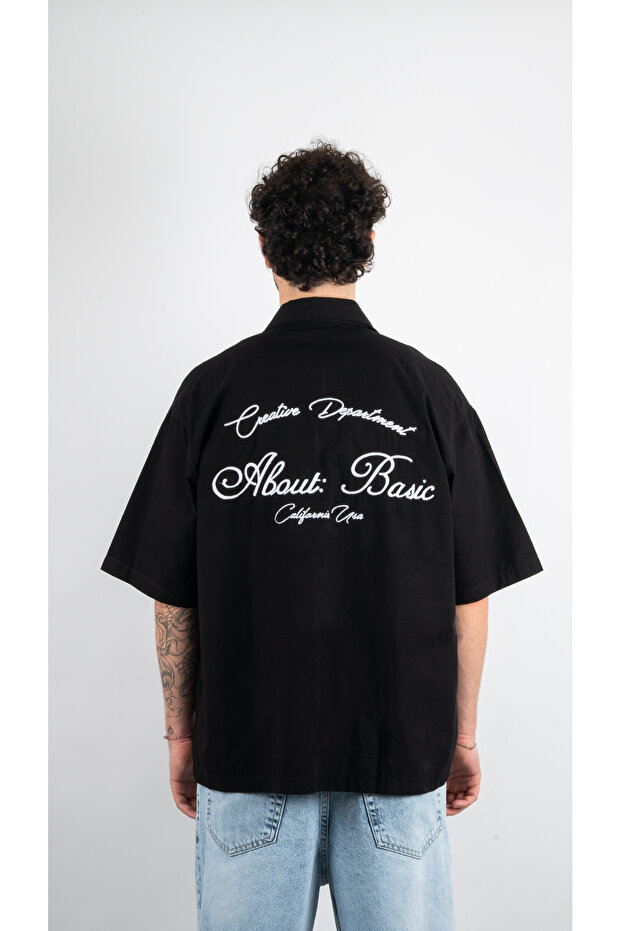 ABOUT BASİC Siyah Oversize Gömlek - 5