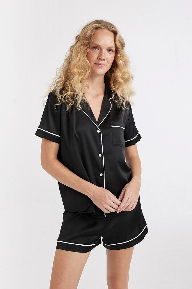 Fall In Love Pijama Takımı Saten Kısa Kollu Üst Şort C7904ax24hs - 4