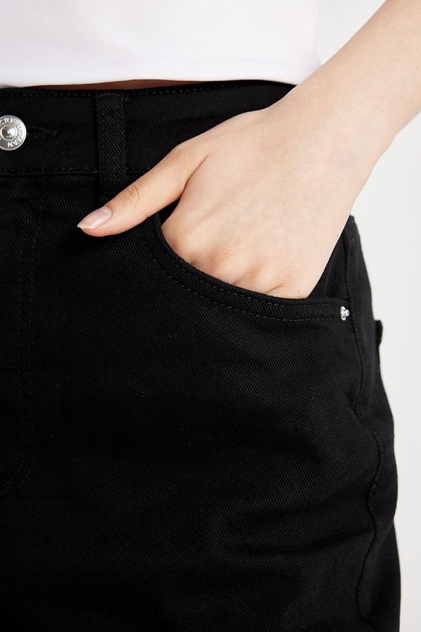 Yüksek Bel Cepli Basic Düz Gabardin Kapri D0326ax24sm - 5