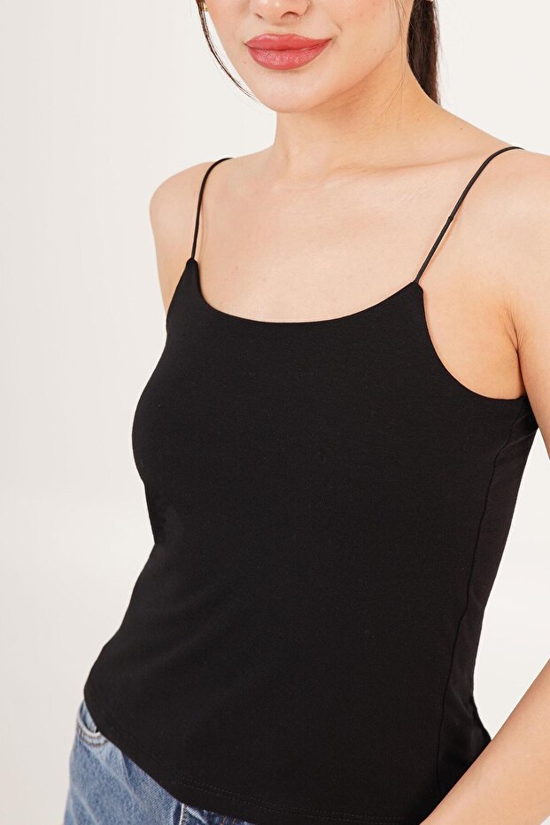 İp Askılı Basic Siyah Atlet - 2