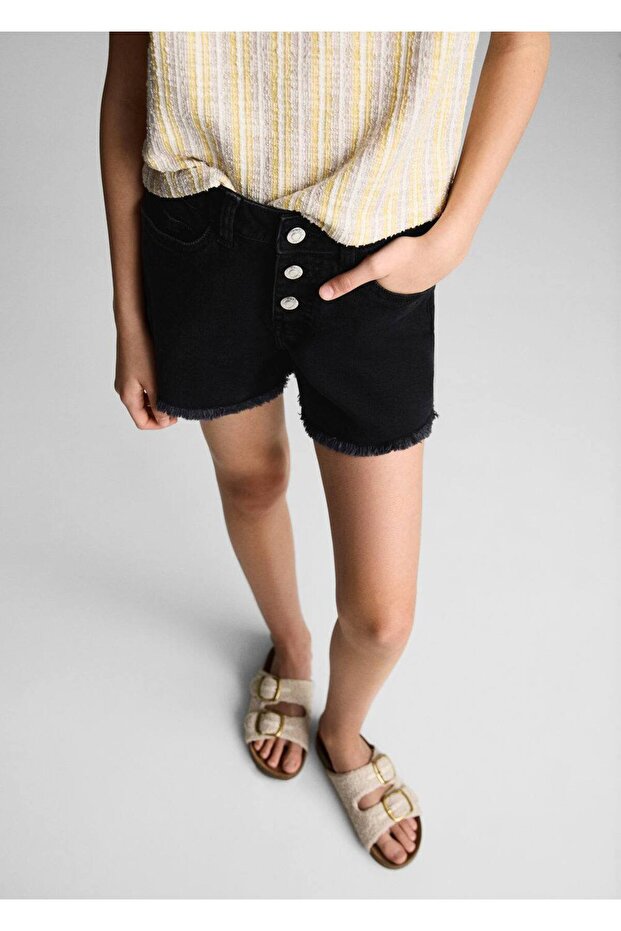 Paçaları dikişsiz denim şort - 5