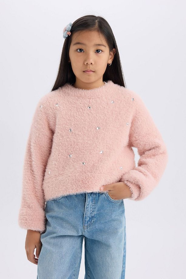 Kız Çocuk Crop Bisiklet Yaka Kazak D1359a824wn - 6