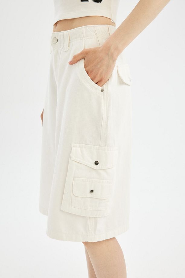 Coool Yüksek Bel Gabardin Bermuda Şort D1250ax24sm - 6
