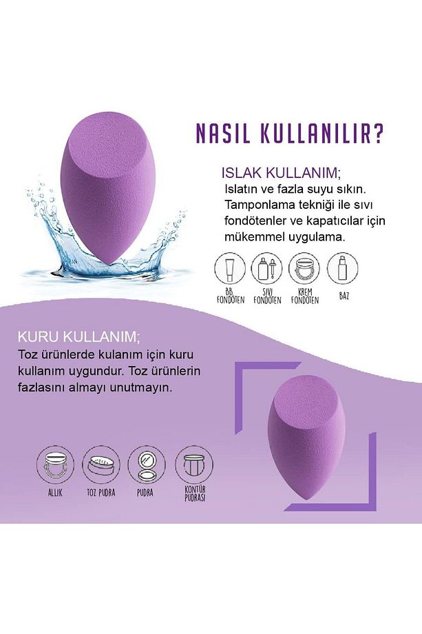 Kutulu Sünger Seti, Fondöten, Kapatıcı, Pudra Uygulama 4 Lü Set - 5