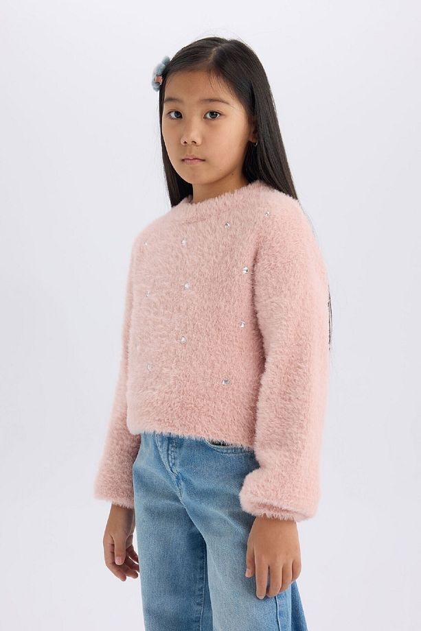 Kız Çocuk Crop Bisiklet Yaka Kazak D1359a824wn - 5