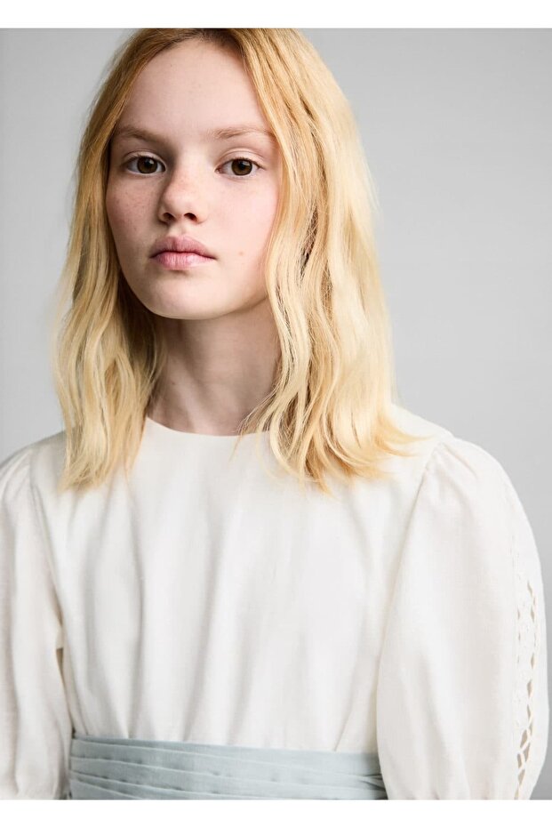 Volanlı Keten Elbise - 7