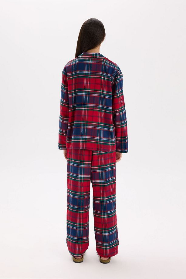 Fall in Love Pijama Takımı Kareli Flanel Uzun Kollu Üst Esnek Belli Uzun Alt  V4015AZ24WN - 7