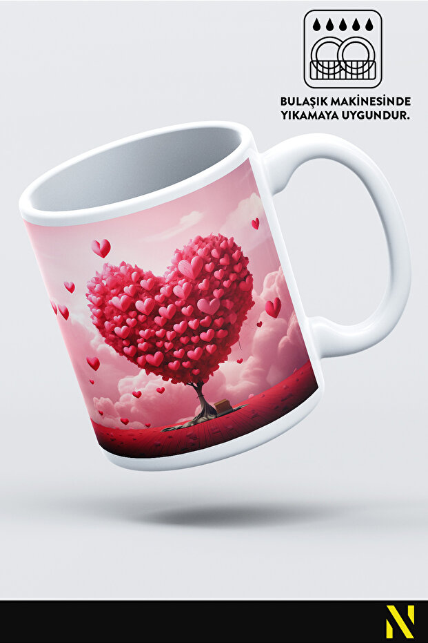 Heart Tree Patterned Colorful Mug Cup – 330 ml Mug |   Stylish and Durable Design - 3