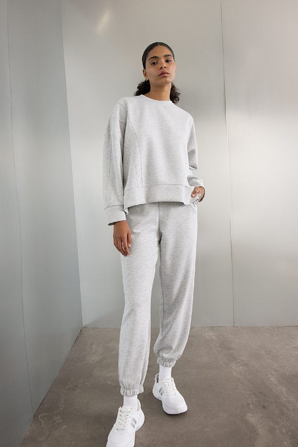 Fit Oversize Geniş Kalıp Sporcu Eşofman Altı Çift Cepli Jogger Paça Standart Boy Skuba Dalgıç - 2
