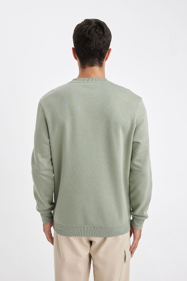 Regular Fit Bisiklet Yaka Kalın Basic Düz Sweatshirt T3777az24au - 6